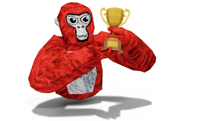 Gorilla holding trophy